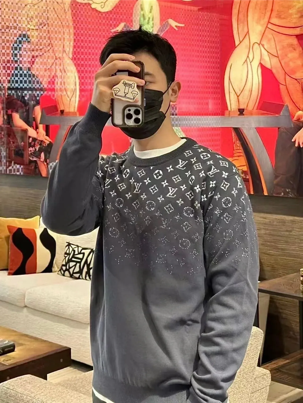 Louis Vuitton/Louis Vuitton gradient old flower jacquard crew neck sweater